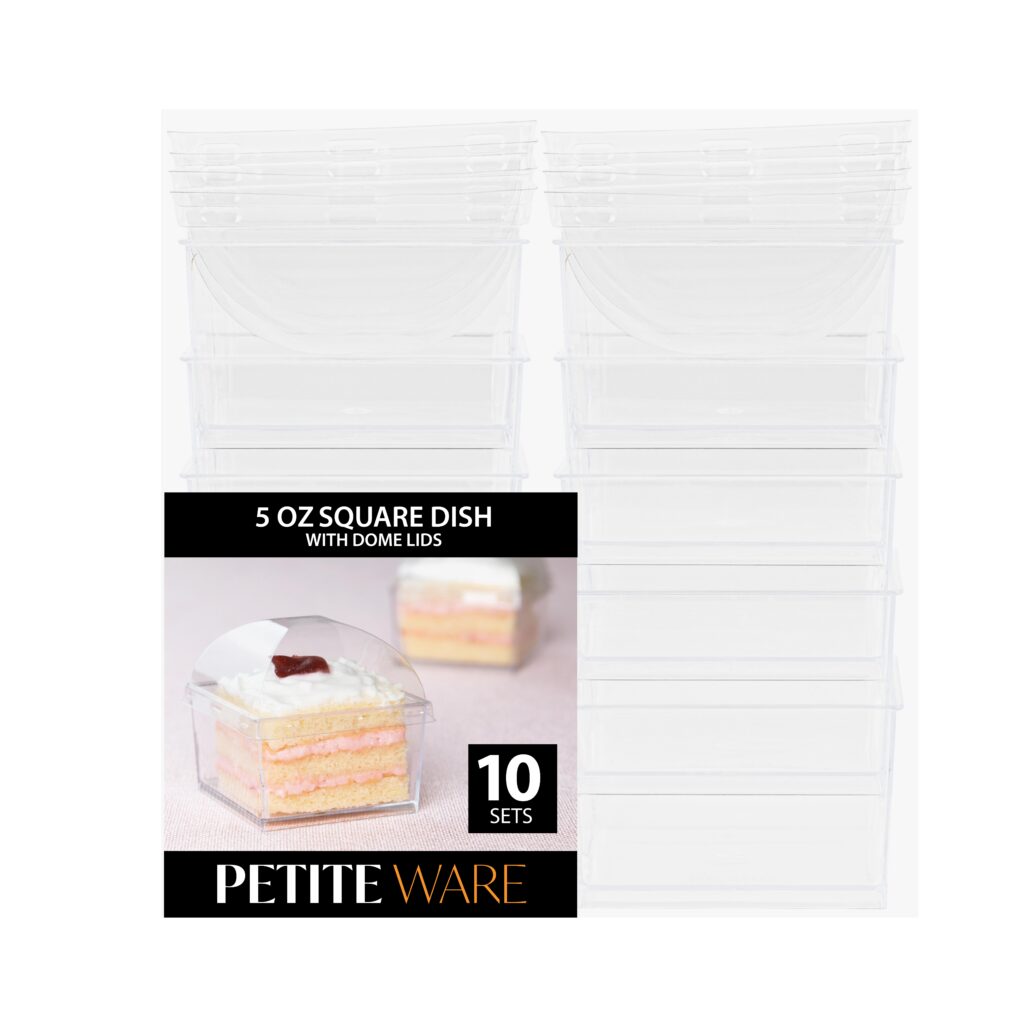 MiniWare Clear Square Dish With Dome Lid 5oz 10pc