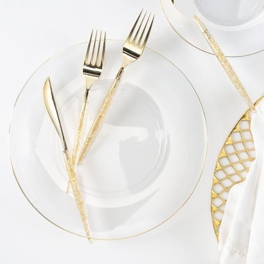 Luxe Party Clear/Gold Appetizer Plates 7.5" 10pc