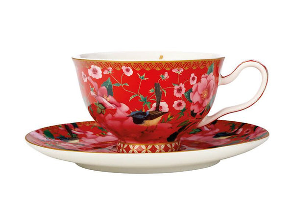 Maxwell Williams Teas & C's Cherry Red Silk Road Footed Cup & Saucer 200ML  1pc