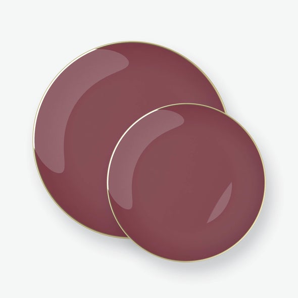 Luxe Party Cranberry/Gold Dinner Plates 10.25" 10pc - The Cuisinet