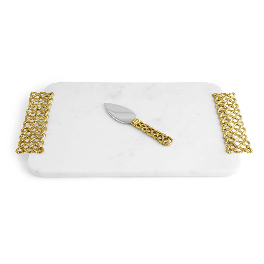 Micheal Aram White/Gold Love Knot Cheese Board with Spreader 1pc